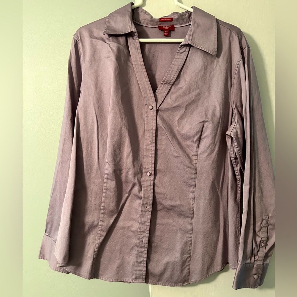 Talbots V neck Button Up stretch cotton sateen - 16W